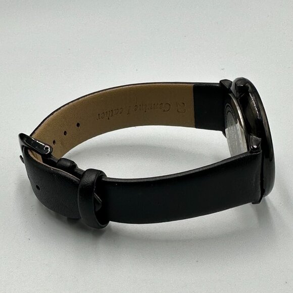 Crrju Watch Men Black Small Second Dial Minimalist Leather Band New Battery - Picture 11 of 14